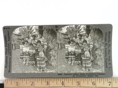 Vintage Keystone Stereoview Seminole Indians Miami Florida 1900s