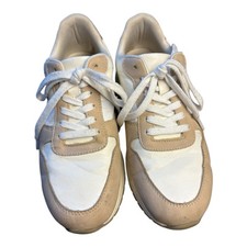 Time and Tru Women's Sneakers Size 8 White Beige Lace-Up Memory Foam Casual