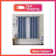 Gwine Denim Blue Blackout Curtains for Bedroom 54 Inches Long, Thermal Insulated