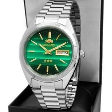 Herrenuhr Orient Automatik Three Star Analog Edelstahl Armbanduhr