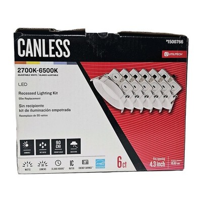 Canless 4.3  LED Recessed Lights 6 Pack 2700K-6500K Dimmable 90 CRI NEW
