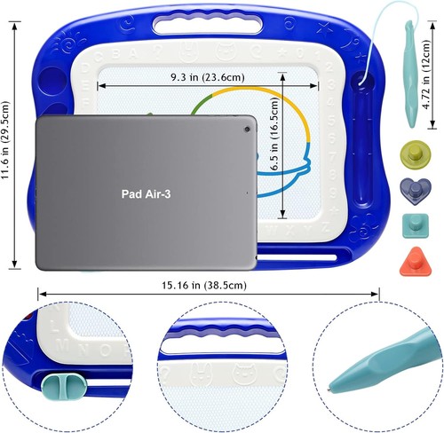 Magnetic Drawing Board,Large Doodle Board Toddler Toys for Girls Boys 3 Blue - Picture 4 of 6