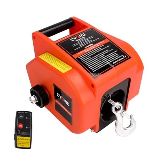 Electric Boat Winch, Reversible Electric Trailer Winch 12V DC, Power-in, Power 