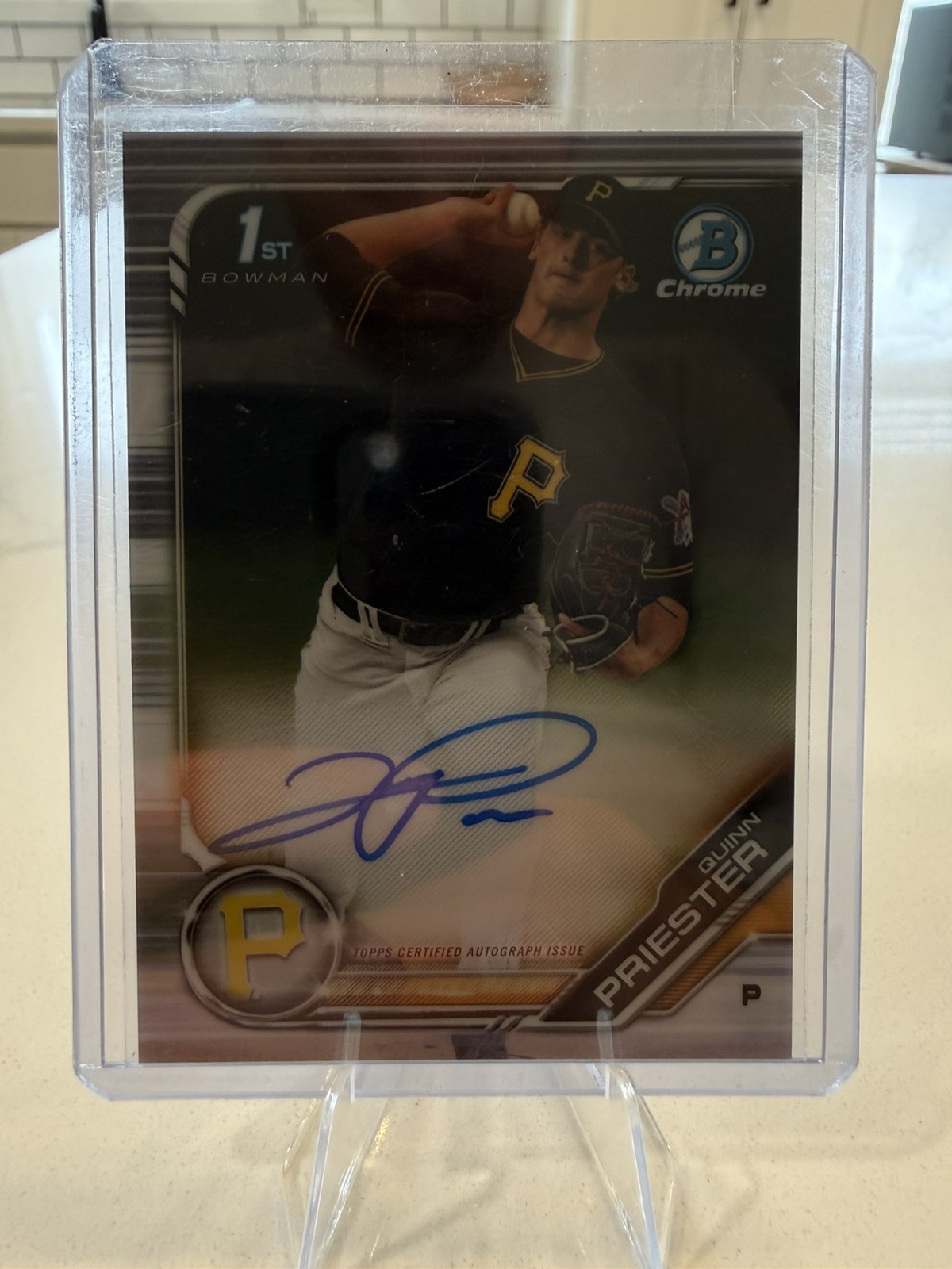 Quinn Priester 2019 Bowman Chrome 1st Auto Pirates Brewers