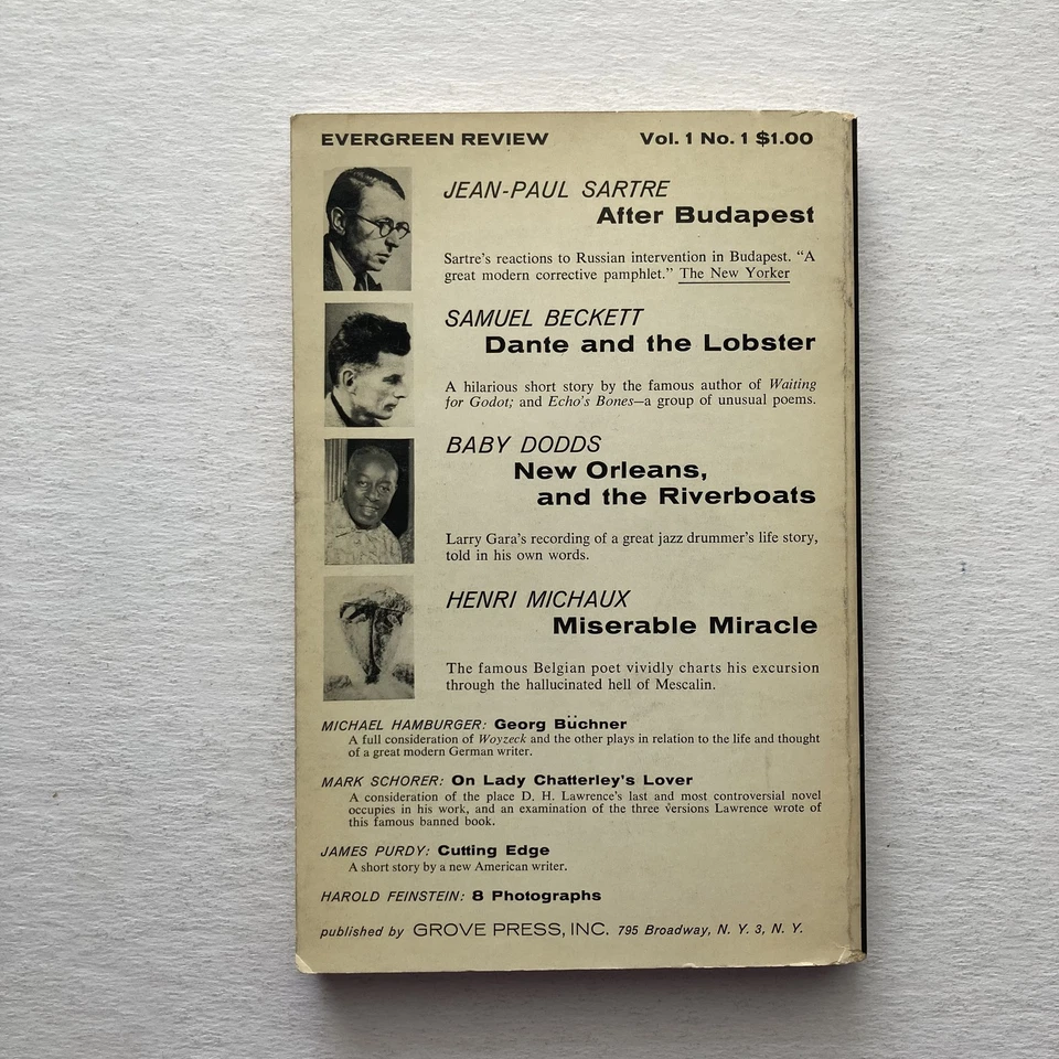 Vintage Evergreen Review Vol 1 No 1 1957 Grove Press Sartre Beckett Softcover Bo - Image 3 of 4