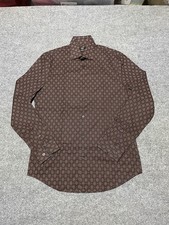 EXPRESS Men's Slim 1MX Casual Button Down Shirt Size S Brown Red Geometric