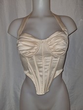 Gorgeous Beige PRETTYLITTLETHING Underwired Boned Corset Basque Top Size 10