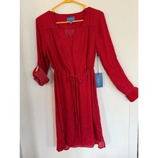 NEW Simply Vera by Vera Wang Red Silky Dress with drawstring waist sz S