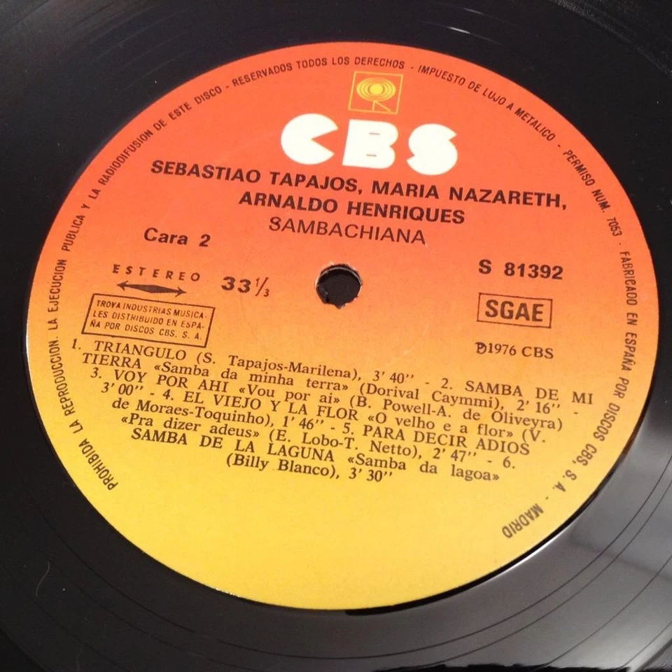SEBASTIAO TAPAJOS~MARIA NAZARETH~ARNALDO HENRIQUES MINT BOSSA FUNK LP CBS Trova - Image 4 of 4