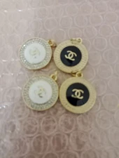 4 Pieces Designer Zipper Pull Chanel  Button Charm Pendant 22 Mm 