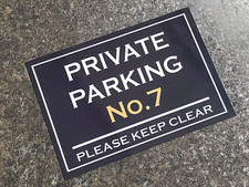 Personalised PRIVATE PARKING Sign Metal Any Text Number Keep Clear Space Custom