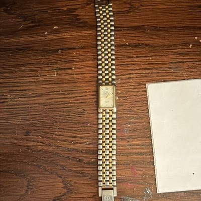 Mathey Tissot Diamond Quartz Men's Two-Tone Wristwatch Gold Silver Metal Bracel 