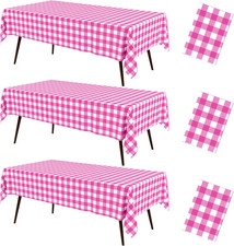 3 Packs Buffalo Disposable Table Cloth, 54 x 108 Inch Waterproof Plastic Tablecl