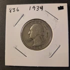 1934 Washington Silver Quarter In Good Condition