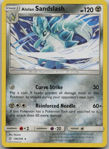Alolan Sandslash 138/236 Rare SM - Cosmic Eclipse LP Pokemon