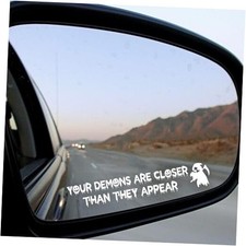 Halloween Vanity Mirror Decals - 2 pcs Funny Stickers, Rear Your Demons White