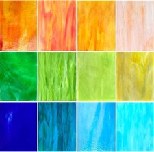 ILLUCKAI 12 Sheets Stained Glass Sheets Orange Green Blue Colors, 4 x 6 inch