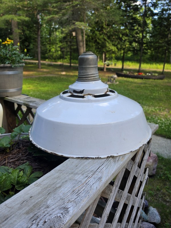 Vintage Architectural Salvage Porcelain Shade REO Auto/Truck Factory Lansing MI 