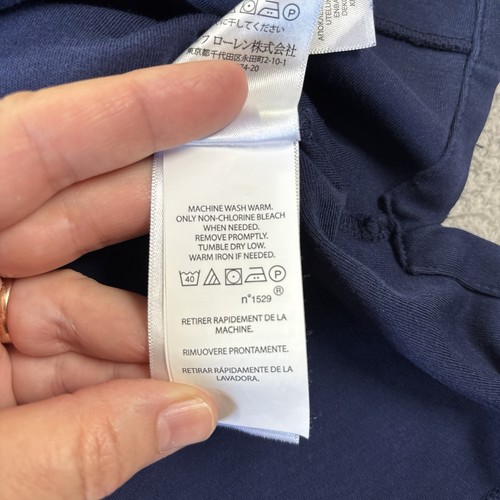 Polo Ralph Lauren Shirt Mens XL Pima Cotton Short Sleeve Navy Blue Flesh Pony - Picture 9 of 11
