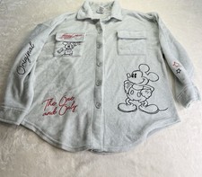 Mickey Mouse Fleece Shacket Jacket Embroidered Gray Juniors Size Large 12 14