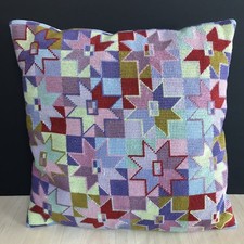Geometric Star Cross Stitch Cushion Multicoloured 14" Sq incl Pad Home Decor