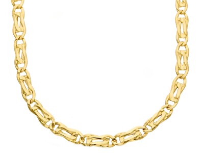 18K YELLOW GOLD CHAIN, 5mm, TIGER EYE ELONGATED ONDULATE FLAT