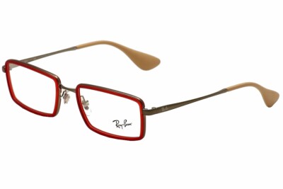  NEW AUTHENTIC RAY BAN RB 6337 2856 Red Rectangle Unisex Eyeglasses 51mm 18 140