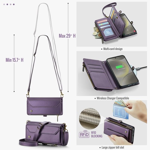 For Samsung A16 A36 A56 A15 A55 A14 Leather Magnetic Zip Card Wallet Case Cover - Picture 35 of 41
