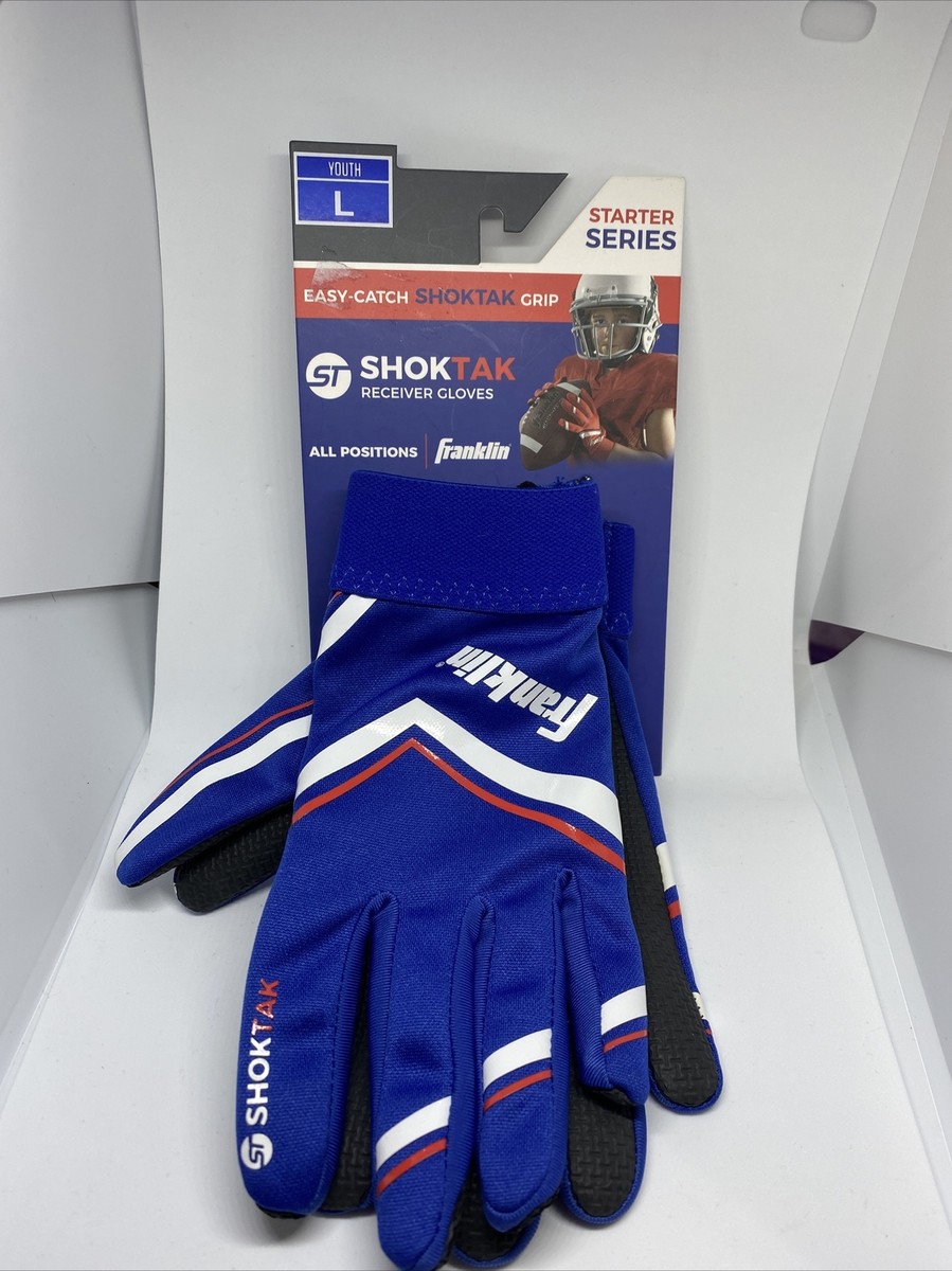 Franklin Youth Large Football Gloves in Blue