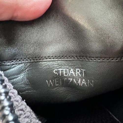 Stuart Weitzman Allgood Nappa Leather Over the Knee Boot Woven Black Boots 7 - Picture 3 of 14