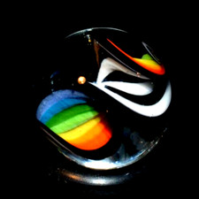 BRYAN TRILLAS GLASS MARBLE/.695"-BLUE BLACKLIGHT RAINBOW ZEBRA CORKSCREW-FAST