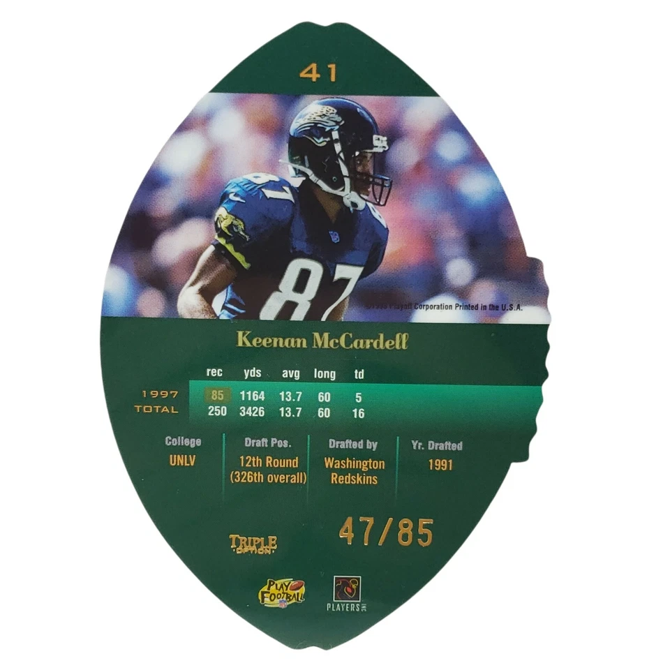 1998 Playoff Contenders | Leather Gold | #41 | Keenan McCardell | SSP #'d /85 - Image 2 of 3
