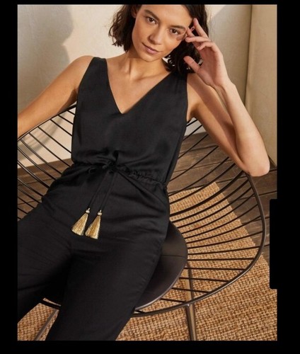 Mono Boden Cecilia Negro Con Bolsillos TAMAÑO UK 10P EN PERFECTO ESTADO T0798 P3 - Imagen 2 de 10