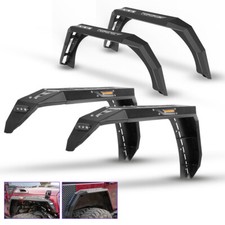 Front And Rear Fender Flares For Jeep Wrangler 2007-2018 Jk Steel Wled Lights