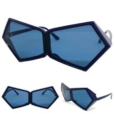 Futuristic Space Robot Modern Shield Party Raver DJ SUN GLASSES Funky Blue Frame