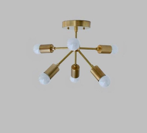 6 Light Mid Century Brass Sputnik chandelier light Fixture made from solid brass - Picture 3 of 4