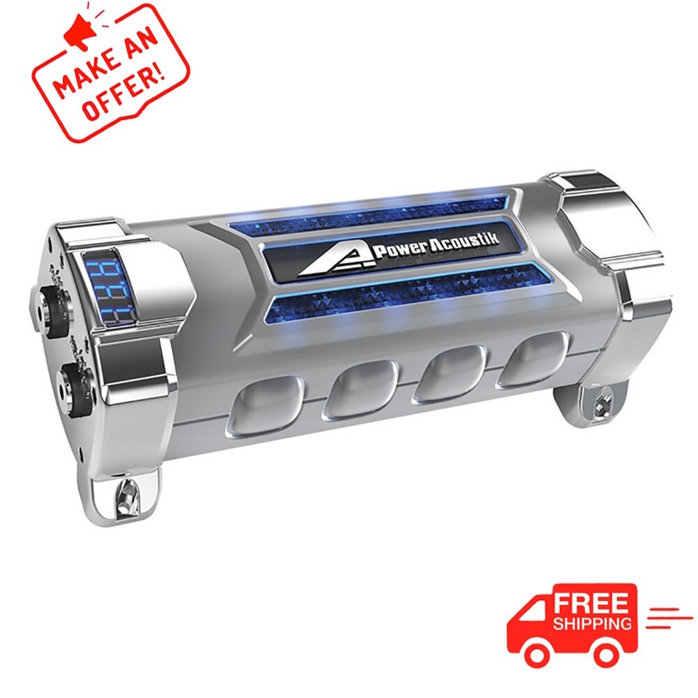 Power Acoustik PCX-5F Power Capacitor 5 Farad Satin w/ Chrome