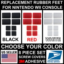 8PC Set Rubber Feet 3M Adhesive Cover for Nintendo Wii Console WHITE/RED/BLACK