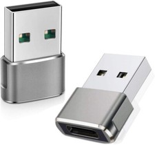 USB C Female to USB Male Adapter Type C to USB USB-C to A Converter- 2Pk, Gray
