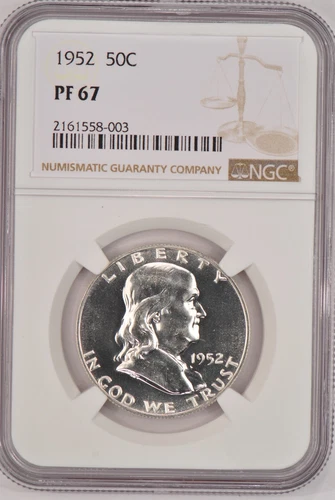 1952 Franklin Half Dollar Proof NGC PF 67 PR67 Gem Coin 50C