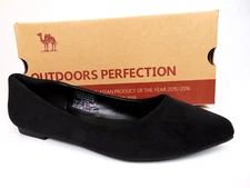 Camel Crown Pointed Toe Ballet Flats, Womens Slip On Shoes Size 7.0 M, Black NEW