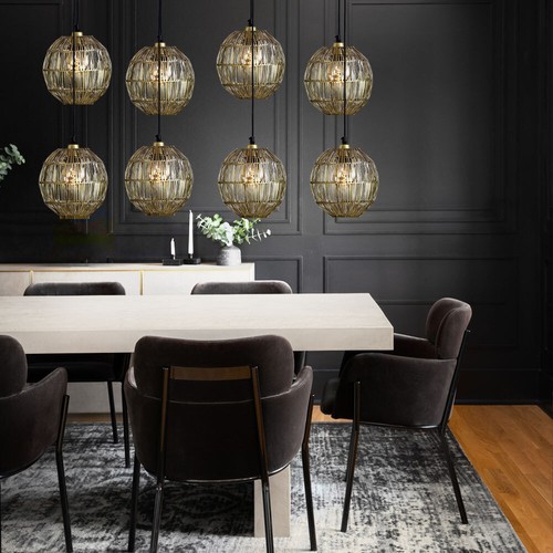 Lampada Pendente Luce Tavolo da Pranzo Lampada da Cucina Treccia Sfera H 140 CM - Foto 4 di 6