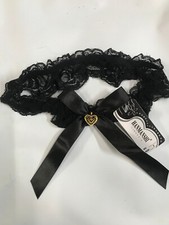 Bridal Garter Heart Charm Bride Garter Black Lace Lingerie with bow and charm