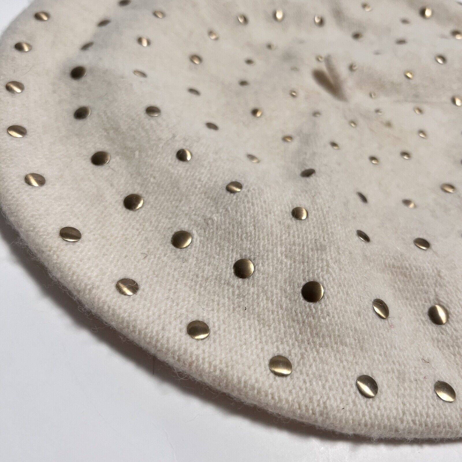 Juicy Couture Cream Wool Studded Beret Knit Hat Y… - image 2