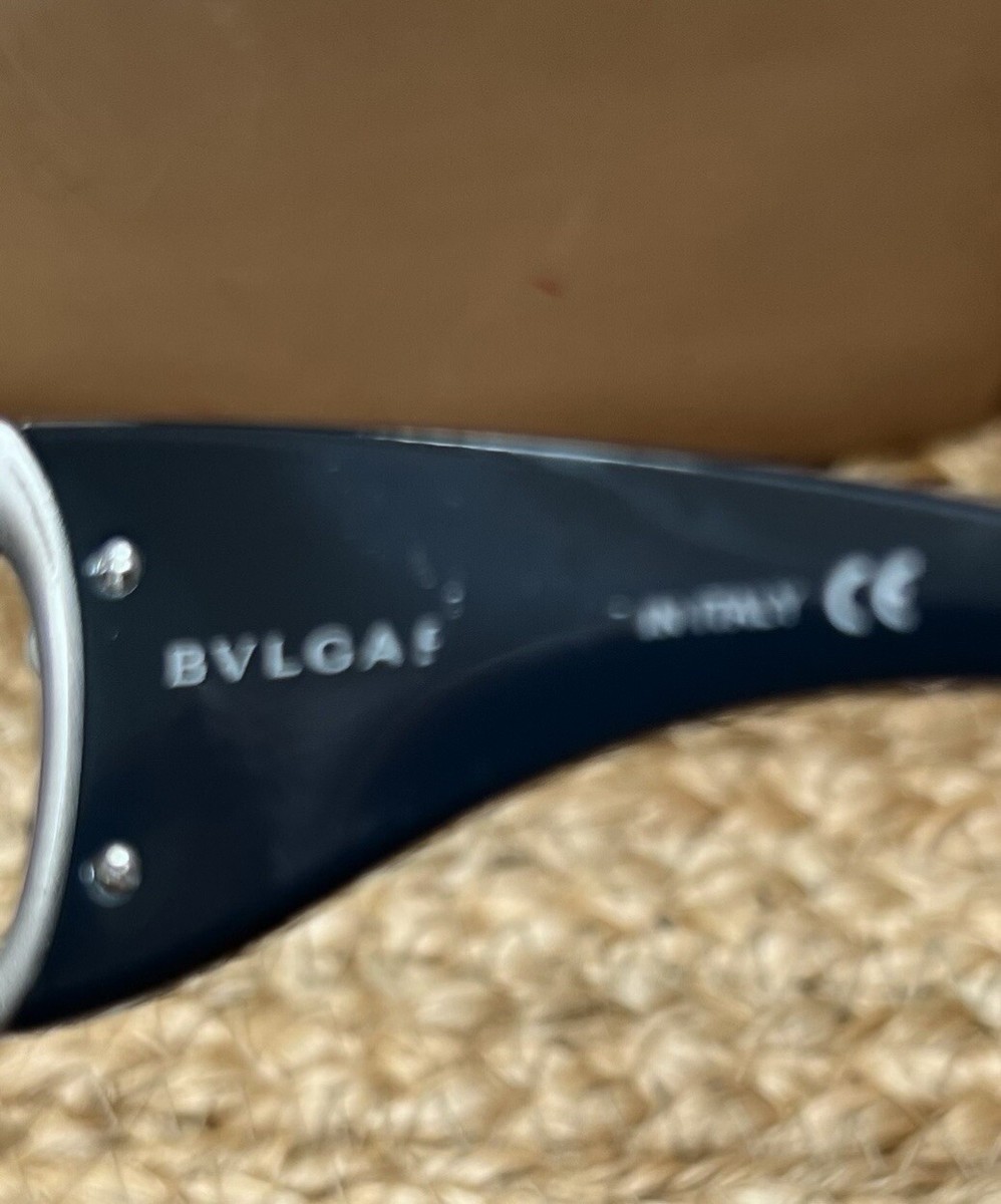 【BVLGARI】 サングラス　8016-B 4連リング　ビジュー装飾　鑑定済み Vintage Bvlgari GRAY DARK BLUE Heavy Rhinestone Sunglasses