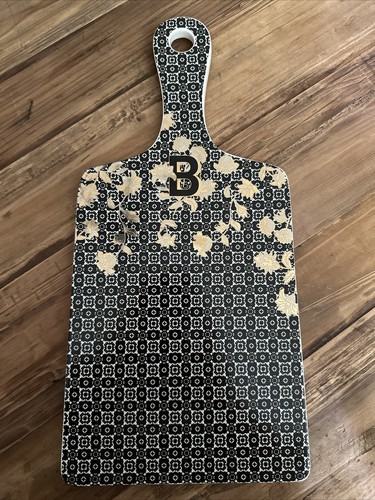 Anthropologie Cheese Board ELIZA TILE Stoneware MONOGRAM "B" Art Deco 13.75"