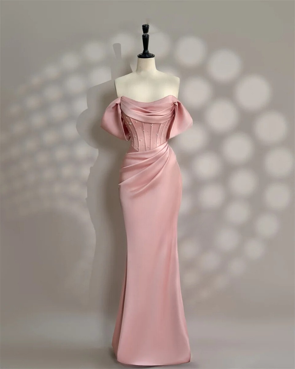 m and s evening dresses Elegant Off-The-Shoulder Satin Evening Dresses With 1/2 Sleeves