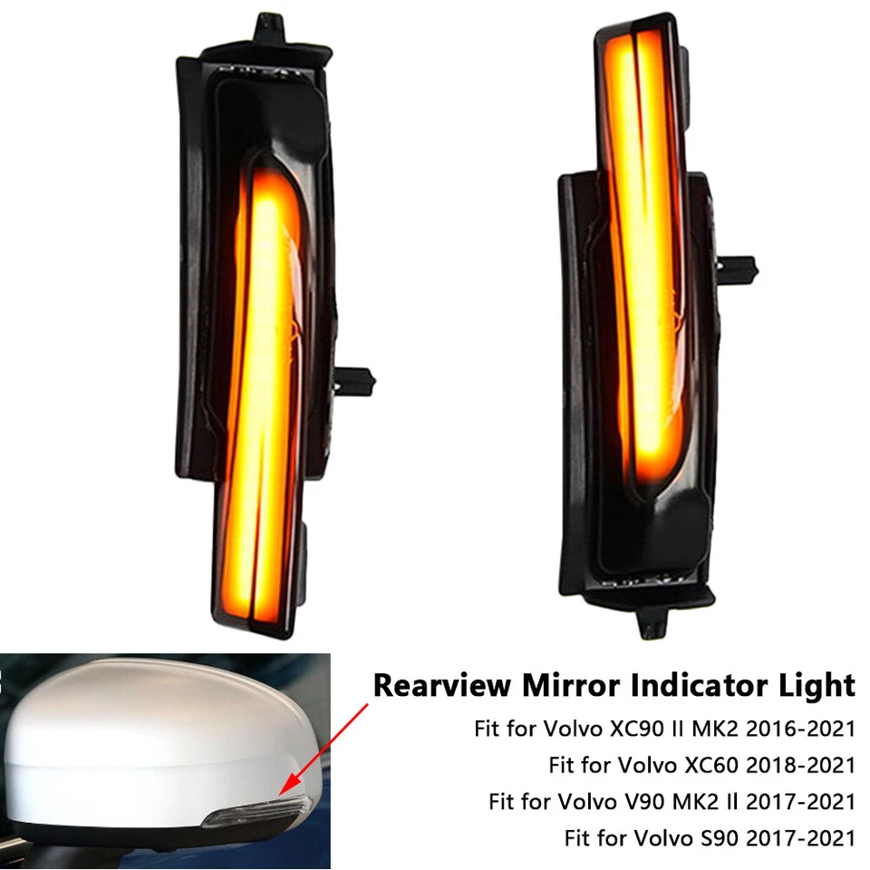 2PCS LED Dynamic Turn Mirror Signal Light For Volvo XC60 XC90 S90-V90 2016-2021 Foto 3 de 4