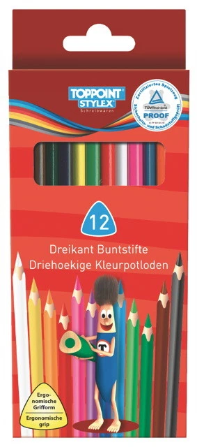 STYLEX SCHREIBWAREN 60 (5x 12Stk) Dreikant Buntstifte 12 Farben Farbstifte