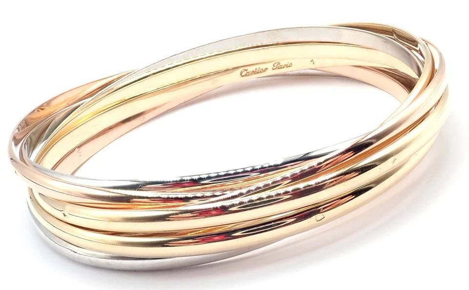 ¡Auténtico! Brazalete Vintage Cartier Oro 18k Tricolor 7 Bandas Trinidad Foto 3 de 4